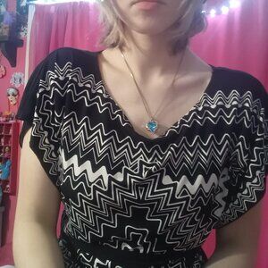 Bandana style drop sleeve blouse with ribbon tie in the back